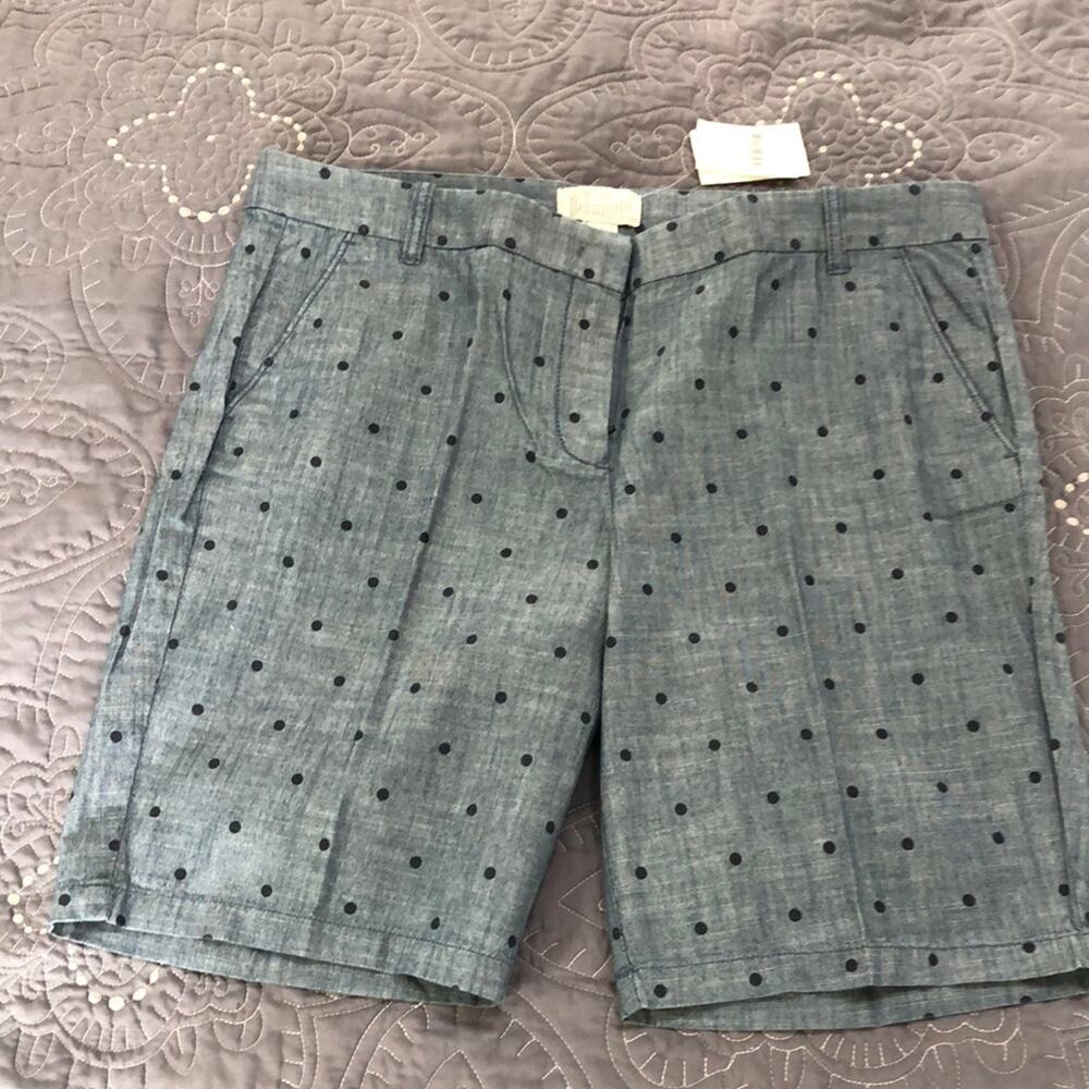 J. crew NavyPolka Dot Chambray Shorts - 12